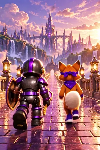 Guard.IAN and Snippy walking away together along the road toward the city